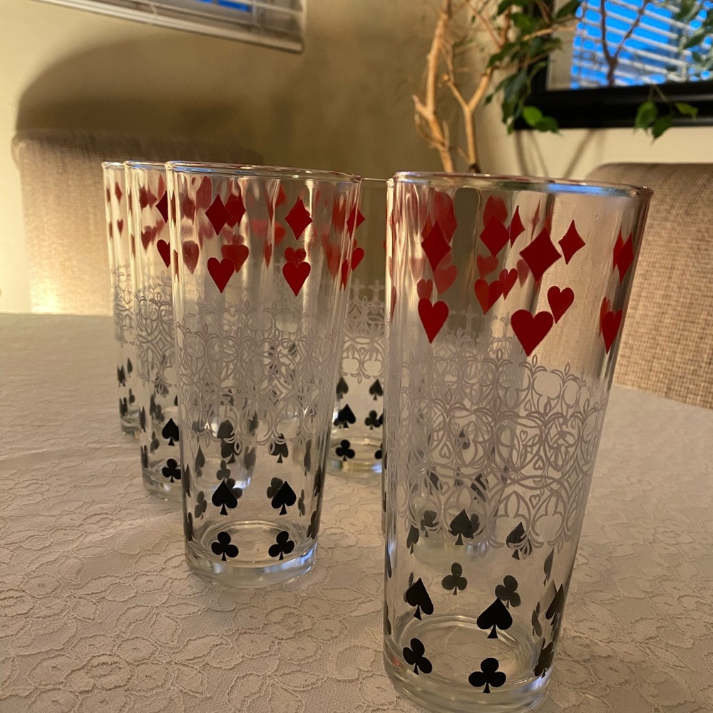 SOLD —-Vintage Drinking Glasses -  Playing Cards